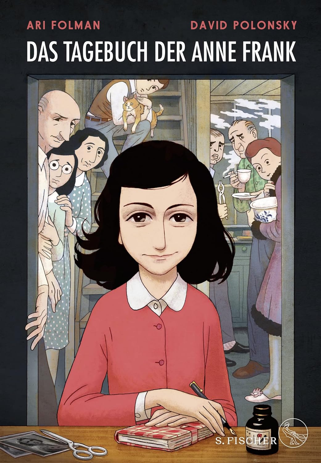 Cover vom Graphic Novel Das Tagebuch der Anne Frank von Ari Folman und David Polonsky. Zu sehen ist eine grafische Illustration von Anne Frank.