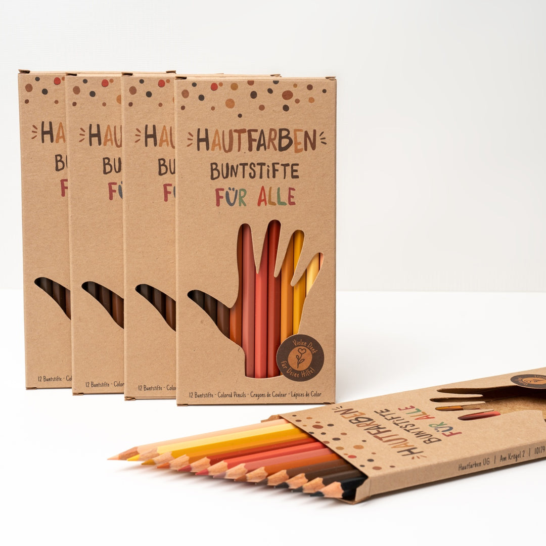 Hautfarben Buntstifte Set 5 Stück als Geschenk zur Einschulung mit umweltfreundlicher Verpackung
